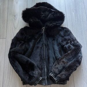 Rabbit Fur Bomber Jacket